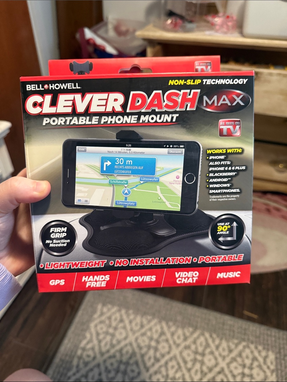 Clever Dash Max Portable Phone Mount - Black in box
